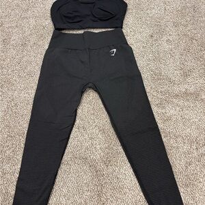 Black Gymshark Leggings and Bandeau Set